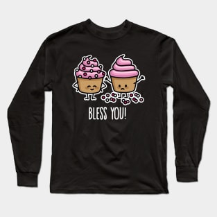 Bless you! cupcakes sprinkles sneezing cupcake Long Sleeve T-Shirt